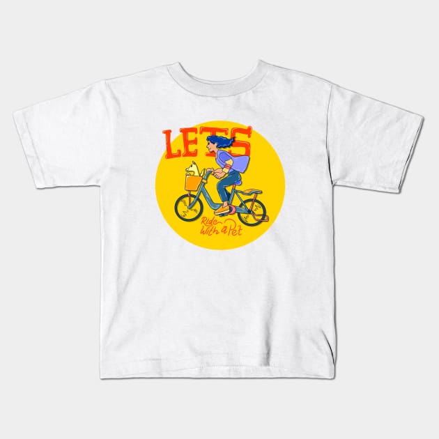 Riding With a Pet Kids T-Shirt by ibenboy illustration